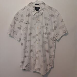 Lucky Brand Black Label Adult Mens L Button Up Shirt White California Fit Cars